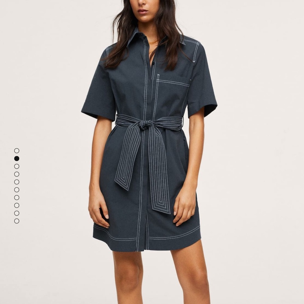 Contrast Seam Dress in Distressed Charcoal Black